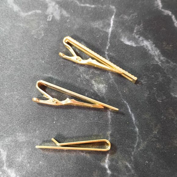 3pc AVON Tie Bars Gold Tone Clips Vintage Men’s Accessories Classic Style - Picture 3 of 14